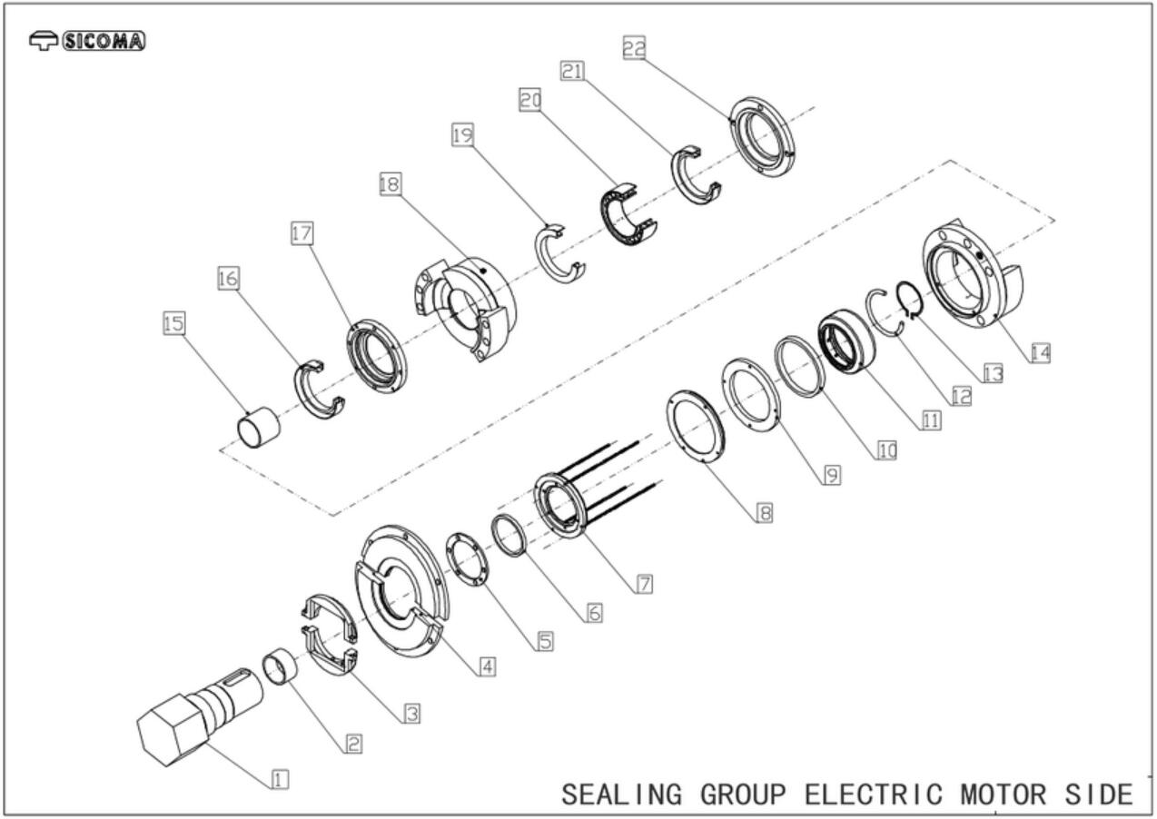 Sealing group electric motor side